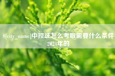 湘西中控证怎么考取需要什么条件2024年的